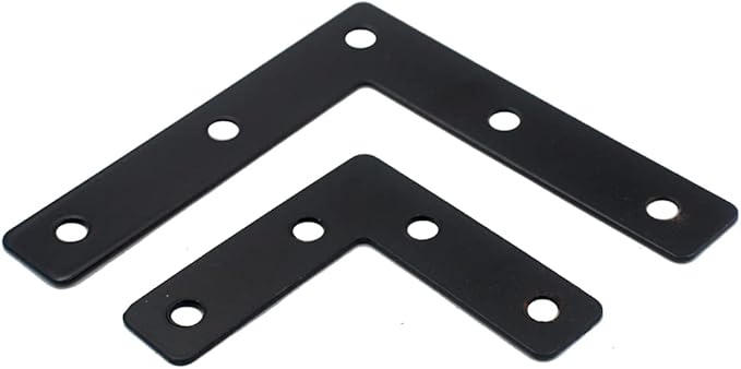 730 HOUSE - Black L-Shaped Reinforcement Brackets, Metal Right Angle Connectors for Furniture Repair and Woodworking