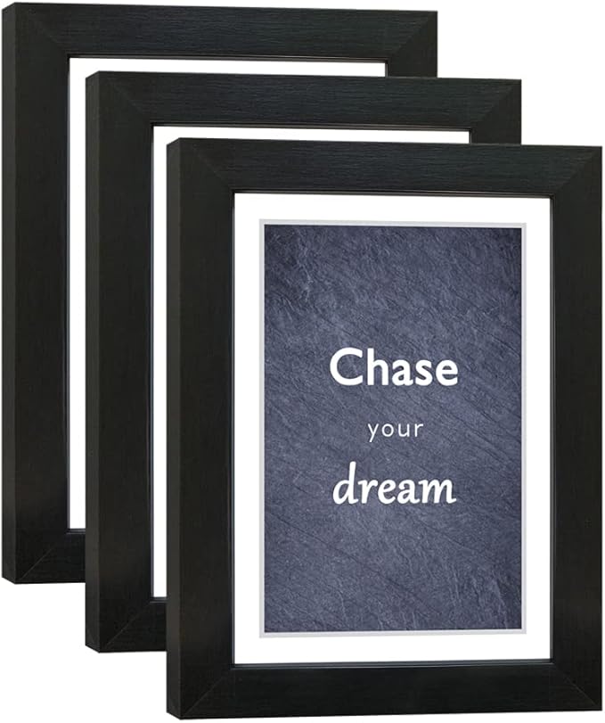 730 HOUSE - Minimalist Black Picture Frame Set | 3-Pack Multi-Purpose Wall Decor Frames (Fits A4 Size)