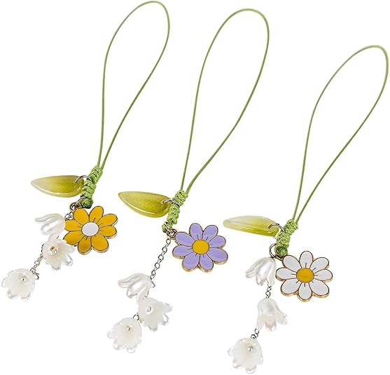 730 HOUSE - Fresh Floral Lily-of-the-Valley Charm Phone Straps, 3-Pack, Stylish and Cute for Phones, Keychains, and Accessories.