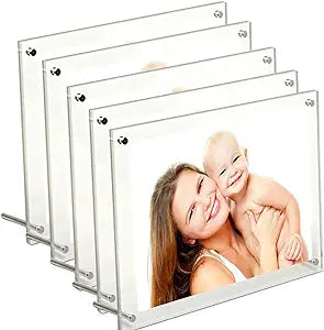730 HOUSE - Transparent Double-Sided Acrylic Photo Frame Set 5 pack Clear Double-Sided Acrylic Magnetic Picture Frame