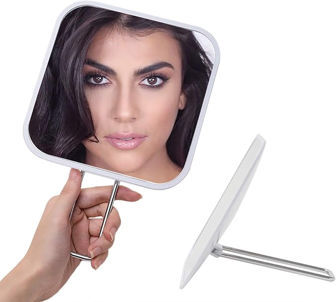 730 HOUSE - Dual-Purpose HD Square Makeup Mirror, Handheld and Desktop Use, Lightweight and Portable,Ideal for Daily Makeup and Travel.