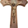 730 HOUSE - Hand-Carved St. Benedict Wall Cross | Wooden Crucifix with Jesus Christ and Medal | Religious Décor and Blessing Gift