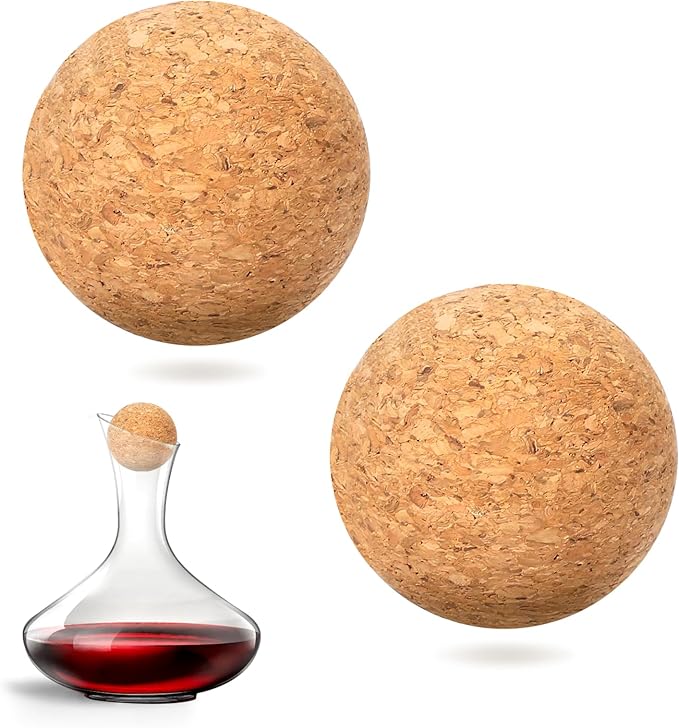 730 HOUSE - Natural Cork Ball Wine Stoppers, Set of 2, Eco-Friendly and Dustproof for Decanters and Wine Bottles.