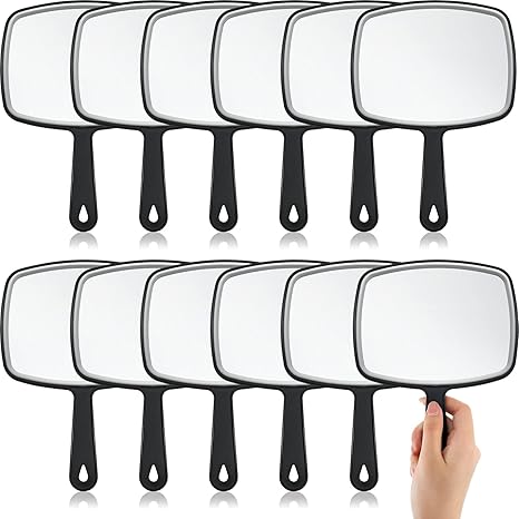 730 HOUSE - Portable Handheld Makeup Mirror, Set of 12, Lightweight and Durable with Handle for Home, Salon, and Travel Use.