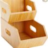 730 HOUSE - Bamboo Stackable Storage Box Set | Multi-Purpose Organizer for Kitchen, Bathroom, and Office (2-Pack)