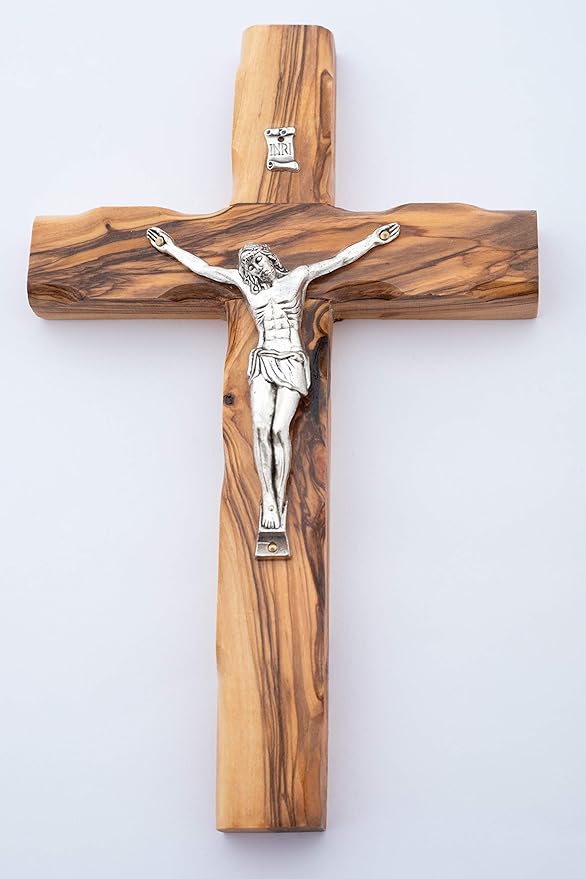 730 HOUSE - Olive Wood Jesus Crucifix | Handcrafted Wall-Mounted Religious Decoration (35cm Height)