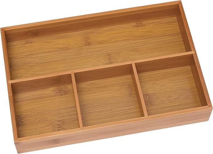 730 HOUSE - Bamboo Multi-Functional Drawer Organizer | Utensils, Office Supplies, and Miscellaneous Storage Box