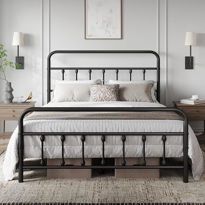 730 HOUSE - Vintage Industrial Metal Bed Frame | High-Back Full-Size Bed Frame with Storage Space