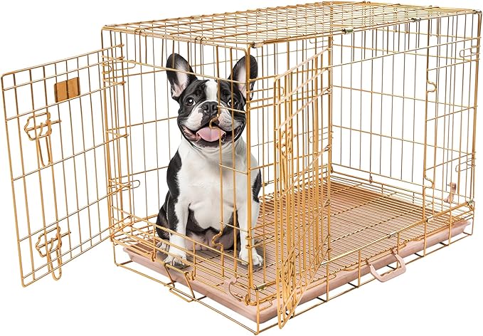 730 HOUSE - Metal Folding Pet Crate | Dual-Door Portable and Durable Dog Cage with Removable Tray (Suitable for Small to Medium Dogs)