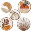 730 HOUSE - Bohemian Round Wooden Wall Hanging Décor, Set of 5, Abstract Art Handmade Design for Living Room, Bedroom, Office, and Home Décor.