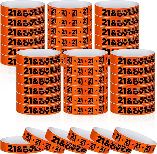 730 HOUSE - Teling 600 Pcs over 21 Wristbands Paper Event Wristbands Colored Bracelet Waterproof Wrist Bands Verified Identification Wristbands for Bar Bachelorette Party Concert Entrance