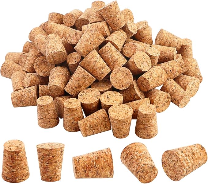 730 HOUSE - Natural Cork Stopper Set | Multi-Purpose Eco-Friendly Cone-Shaped Bottle Stoppers (100 Pieces, Assorted Sizes)
