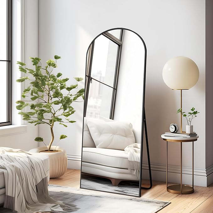 730 HOUSE - Full-Length Floor Mirror | Minimalist Arched Metal Frame Large Dressing Mirror for Bedroom and Living Room